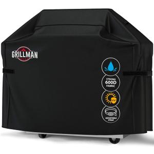 Grill Cover by Grillman, Black, 58 Inch, BBQ Outdoor Grill Covers, Charcoal & Gas Grills, Waterproof, Rip-Proof, Weather-Resistant, Anti-UV, Barbecue Cover for Weber, Genesis, Charbroil, Nexgrill, etc