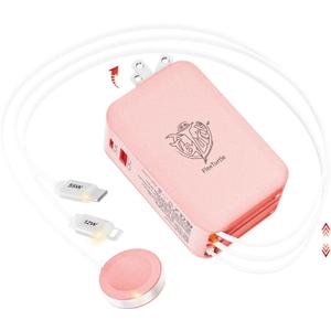 Retractable Apple Watch Charger, 5 in 1 Travel Charging Station for Apple Devices, Retractable Chargers for Multiple Devices with Multi Charging Cable, Charger Block for Apple Gear (Pink)