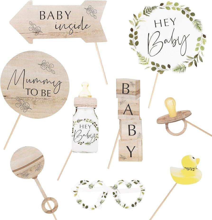 Botanical Baby Shower Photo Booth Props, 10 Pack