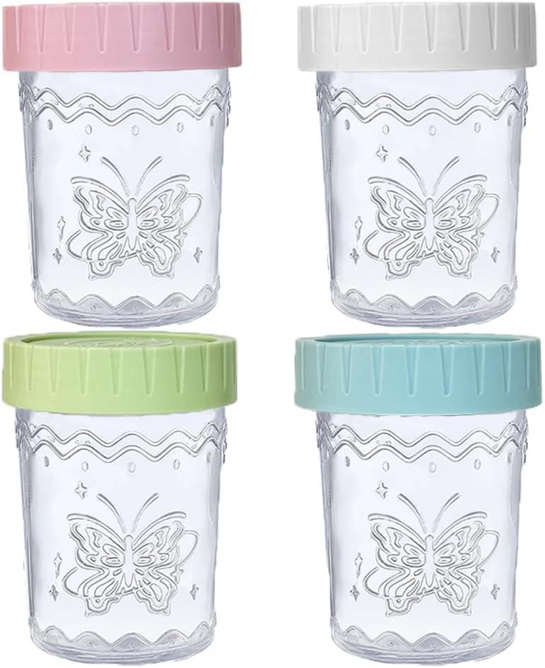 4-Pack 20oz Glass Jars with Lids, Mason Jars, BPA free Wide Mouth Glass Jars with Lids, Food Storage Containers for Snacks, Yogurt, Salad, Fridge, Meal PrepMixed color