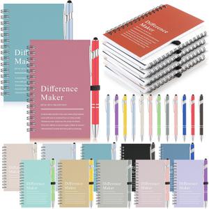 24 Sets Difference Maker Gifts Employee Appreciation Gifts Bulk Inspirational A6 Spiral Notebook Motivational Journals with Pen for Women Men Coworker Team Staff Christmas(Pastel Color)