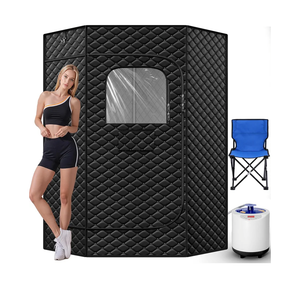Portable Large Home Steam Sauna with 3L High Capacity Steamer, Personal Sauna Tent with Remote Control, 15 Levels Sauna Box with Folding Chair (Black, Large)
