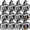 Kacctyen 12 Pcs Cheer Large Clear Toiletry Cosmetic Makeup Bag with Zipper and Handle Cheer Snack Bag Bulk for Team 12 x 9 x 4 Gift Bags Tote Pouch Cheerleading Teammates Party Supplies (Black)