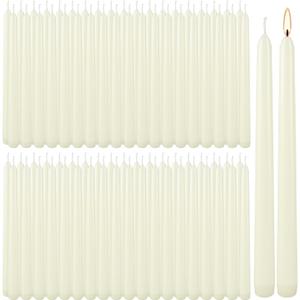YOROXRG 100Pack Ivory Taper Candles, 7-8 Hours Burn Time, Unscented, Smokeless and Dripless, 0.75 x 10 Inch Dinner Candle Set for Household, Wedding, Party and Home Dcor Candlesticks