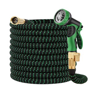 50 ft Expandable Garden Hose, 2025 New Ultra Lightweight Kink Free Flexible Water Hose 50ft, 10 Pattern Spray Nozzle, LeakProof Solid Brass Fittings, HighDensity Outer Fabric & Durable Latex Core