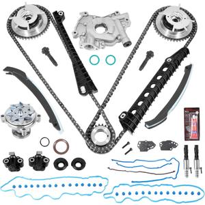 Timing Chain Kit with Water Pump, Oil Pump, Cam Phaser Tensioner VVT Valve Compatible with 2004-2009 Ford F-150/2005-2010 Lincoln Navigator 5.4L 3V Triton V8 Replace# 3R2Z-6A257-DA