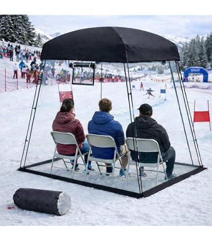 VERSSURE Sports Tent, Portable Sports Tent Shelter Fits 24 Persons, 6.3FT Height Clear Bubble Tents for Sports Games and Camping, Providing Shelter from Wind and Rain (Black)