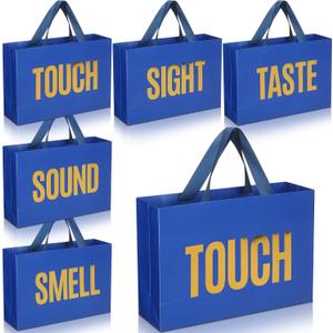 Kolldenn 5 Senses Gift Bags for Him Her Five Senses Gift Bags with Ribbon Handle Gifts Decoration for Birthday Wedding Anniversary Graduation Party(Navy Blue,12.6 x 8.7 x 4 Inch)