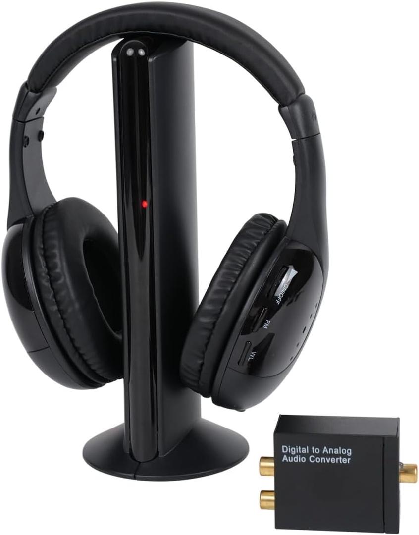 Wireless Headphones for TV Watching, FM Radio & Monitor, Wired Headset with Digital Decorder, Over-Ear Headset for Adult and Senior, Compatible Computer TV