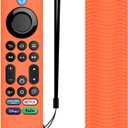 Amazon FireTV Remote Case, Silicone Cover for Omni Series and 4-Series, Lightweight, Anti-Slip, Shockproof, Orange, Includes Lanyard