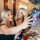 Compatible for iPhone 16 Plus Case Cute with Card Holder Shockproof Slim Slot Phone Wallet Cover for Women/Blue Pink Marble Natural Stone Swirls Painting Abstract