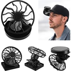 4Pc Clip-on Cap Mini Solar Fan, Portable Handsfree Cooling Fan, Solar Powered, Outdoor Hat Accessories, 73mm, Black