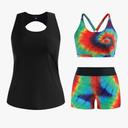 Hanna Nikole 3 Piece Tankini Swimsuits for Women Tummy Control Plus Size Bathing Suit with Boy Shorts Tank Top and Sports Bra, Size 28 W