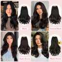 ALXNAN Long Wavy Layered Hair Extensions for Women, Clip in Hair Extensions Clip Ins Soft Full Head Synthetic Hairpieces 16 Inch Black