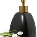 Liquid Soap Dispenser for Bathroom with Gold PumpDish Soap Dispenser for KitchenRefillable Countertop Lotion Ceramics Black Hand Soap Dispenser for Shower 430ml (Pyramid Matt Black Bottle) (Pyramid Black Bottle)