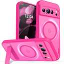 CANSHN Magnetic for Google Pixel 9 Pro XL Case(6.8") with Durable Metal Stand, Upgraded [Full Camera Protection] Translucent Matte Back, Hard Case Cover, Hot Pink