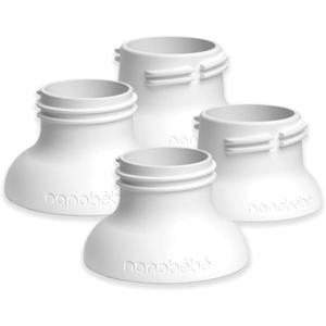 2 x Nanobebe Breast Pump Adapters, Compatible with Ameda and Medela Breast Pumps, Baby Bottle Thread Changer, Baby Bottle Converter - 4-Pack