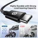 2 x SYNCWIRE USB C to USB C Cable(6ft, 2Pack), Durable Nylon USB C Charger Cable, 60W(3A) Type C Fast Charging for iPhone 15/15 Pro/15 Plus/15 Pro Max MacBook Pro Samsung Galaxy  Black