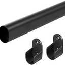 Oval Closet Rod for Hanging Clothes Adjustable Closet Rods 18 to 87 Inch Heavy Duty Black Poles Bar Closet Rod Expandable for Wardrobes Laundry RV