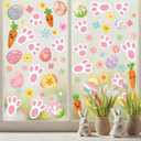 4 Sheets Easter Window Clings Colorful Egg Carrot Window Decals Holiday Windows Decoration Easter Rabbit Footprints Electrostatic Windows Stickers for Home School Shop Glass Display Party Supplies (907)