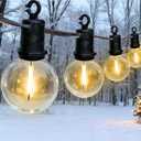 50Ft LED Christmas Outdoor String Lights, G40 Globe Hanging Patio Lights with 27 Shatterproof Bulbs, Connectable Indoor Decor for Xmas Tree Balcony Backyard Pergola Gazebo Wedding Party, Black