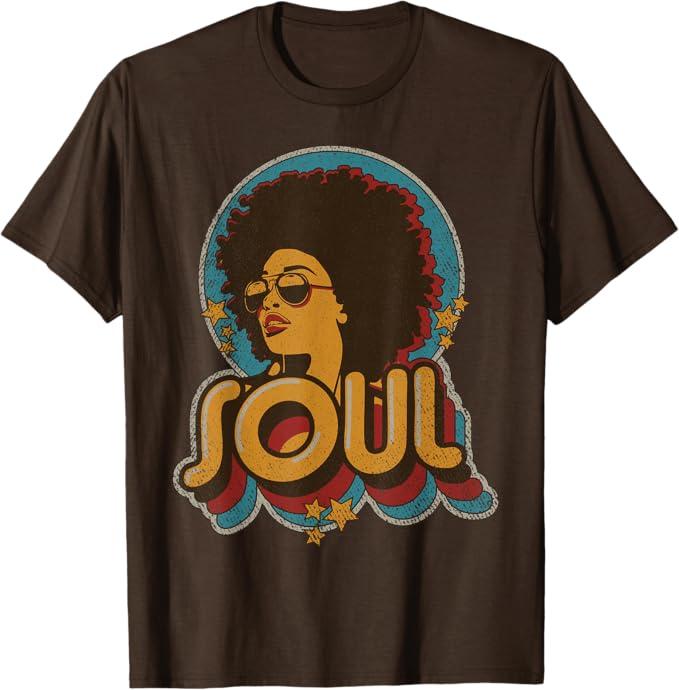 70s Funk Afro Soul Retro Vintage 70s Retro Soul tee T-Shirt, Size: L