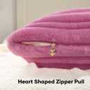 FUTEI Pack of 2 Faux Rabbit Fur Throw Pillow Covers 16x16 Inch Soft Fluffy Thick & Thin Striped Textured Decorative Cushion Case Modern Farmhouse Accent for Couch Bed Living Room, Hot Pink
