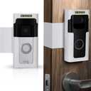 Anti Theft Ring Doorbell Mount: White Ring Doorbell Door Mount Blink Camera Holder for Apartment Door - Metal Blink Doorbell Case Ring Mount No Drill (Glittery Frosted White)