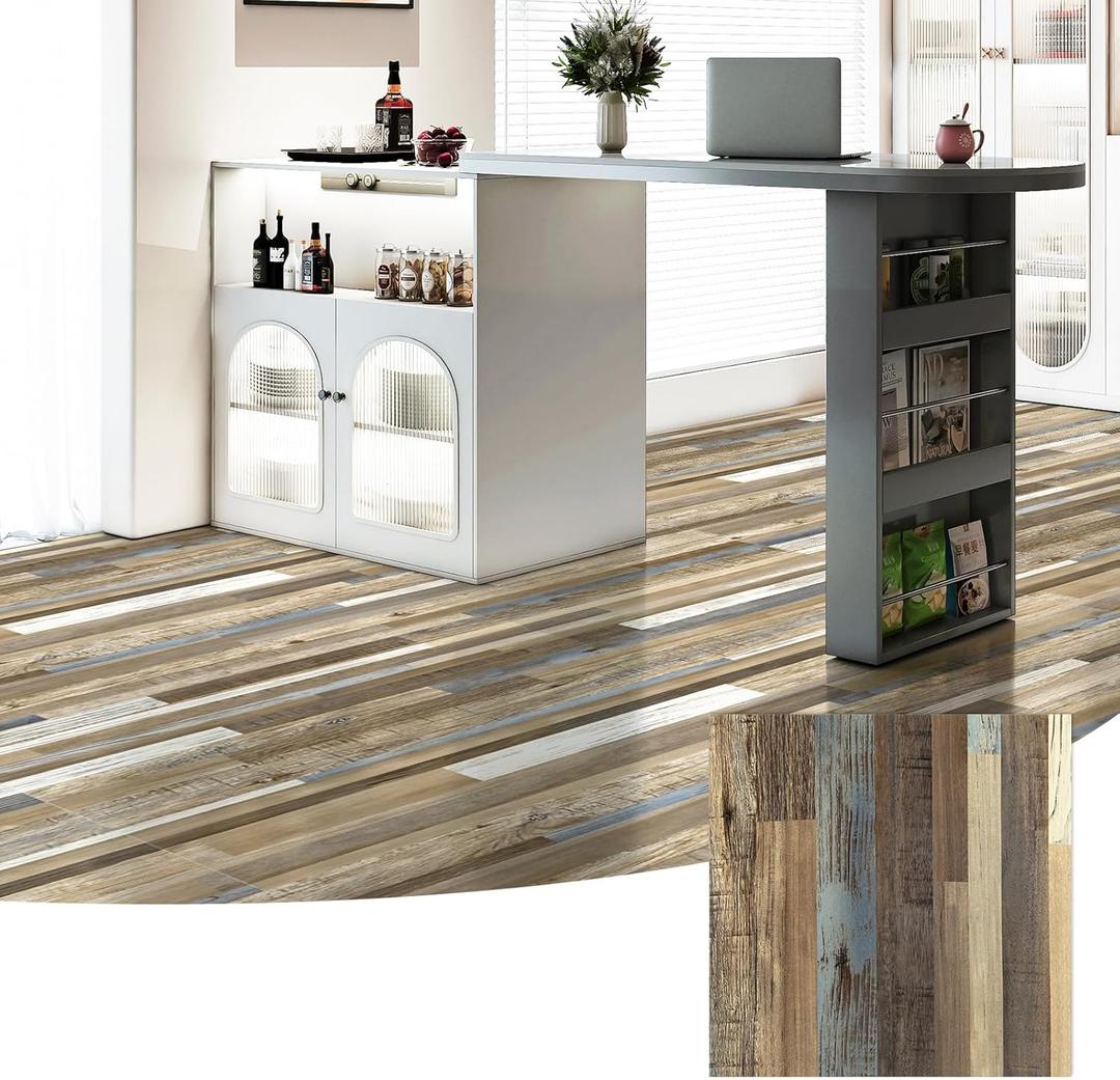 LONGKING 30-Pack 12x12in Vinyl Flooring Tiles - Effortless Peel and Stick Floor Tiles for Kitchen, Dining Room, Bedrooms, 30 Sq. Ft (Brown Segment)