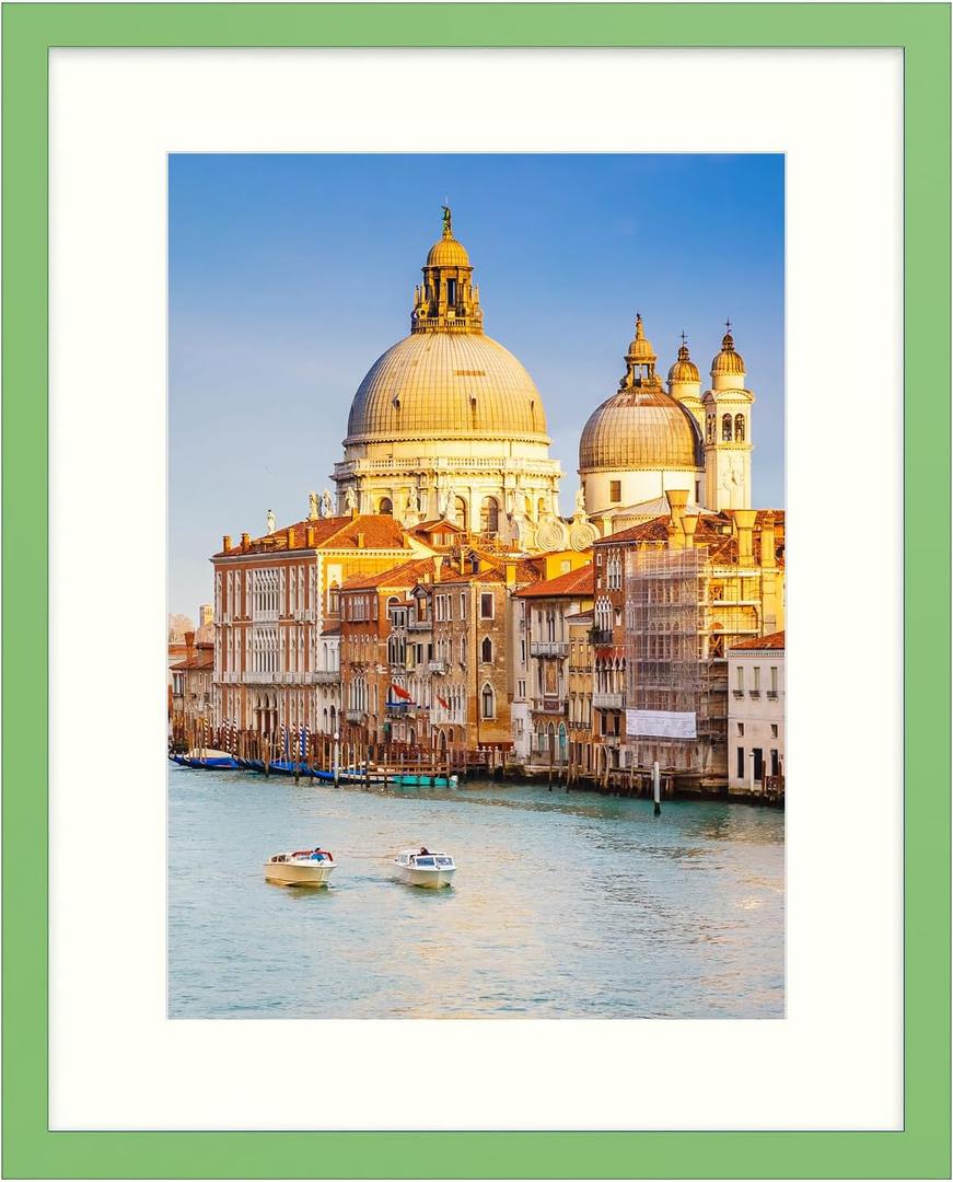 Wyooxoo 16x20 Picture Frame Green Made of Solid Wood Photo Frames Display Pictures 12x16 with Mat or 16x20 Without Mat Colorful Frame For Horizontal Vertical Wall Mounting