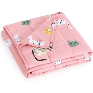 Mr. Sandman Weighted Blanket 3 Pounds Washable, Best for 20-40lb Breathable Cotton Heavy Blanket with Nontoxic Glass Beads - 36" x 48" Cute Cat