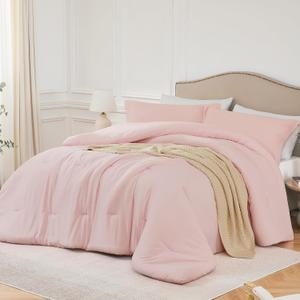 King Comforter Set Blushpink,3PCS Soft Lightweight Breathable Bedding Comforter Sets for All Season, King Size(104''90'' Comforter & 2 Pillowcases)
