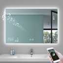 BYECOLD 32X24 Bluetooth Smart Bathroom Mirror, Lighted Bathroom Vanity Mirror with WiFi Weather Display, Anti-Fog, Dimmable Backlit 3 Colors Memory Function Touch Sensor - Horizontally Hangs