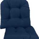 Klear Vu Gripper Overstuffed Universal Non-Slip Dining Chair Cushions for Kitchen Decor or Office Use, U-Shaped Skid-Proof Seat Pad, 15x15 Inches, 2 Count (Pack of 1), Linear Indigo Blue