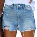 MODARANI Denim Shorts for Women Distressed Jean Shorts Ripped Summer Hot Short (Blue, L)