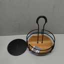 Tablecraft Round Rotating Tabletop Caddy, Acacia Wood and Metal Condiment 8" Seasoning, Sauces, Spice and Shaker Organizer, Restaurants, Cafes, and Commercial Foodservice Display Use