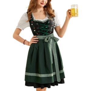 Scarlet Darkness Dirndl Dresses Women Oktoberfest Outfits Bavarian Dress Oktoberfest Waitress Dress Green 3XL