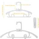 50 Pack Plastic Hangers with 16 Clips, 11-15 inch Adjustable Clothes Hanger, Durable & Non-Slip, Space Saving Coat Hanger for Pants, Jackets and Dress (White)