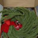 Hotop 6 Set Mini Christmas Wreath for Cabinet Kitchen Windows Decors Bulk with Red Bow Small Artificial Norfolk Farmhouse Wreaths with Berry Pine Cone for Fireplace Front Door Porch Wall Hanging