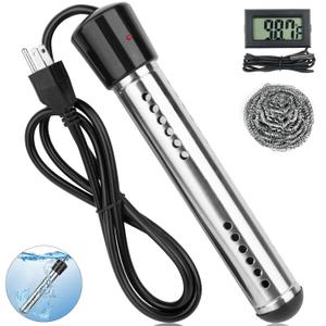 2000W Portable Water Heater Electric with 304 SS Guard, Bucket Immersion Water Heater with Digital LCD Thermometer, Fast Heats 5 Gallons of Water in Minutes