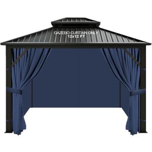 slashome 10'x12' Gazebo Curtains Outdoor Waterproof, Navy Blue Universal Replacement Curtain 4-Panels, Sidewalls with Zipper for Garden, Patio, Yard (Only Curtains)