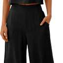 ANRABESS Women's Summer 2 Piece Outfits Sleeveless Crop Top Capri Wide Leg Pants Jumpsuit Linen Lounge Beach Travel Sets (Medium, Black)