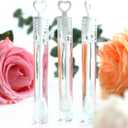 105 Pcs Mini White Heart Bubble Wands Party Favors, Mini Bubble Wands for Weddings, Anniversaries, Valentine's Day, Celebrations, Engagement for Guests