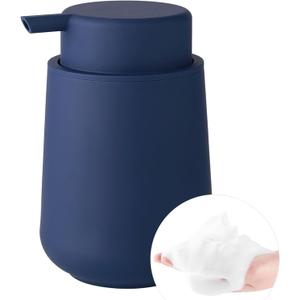 Matte Navy Blue Foaming Hand Soap Dispenser Plastic 11 oz - Modern Minimalist Style for Bathroom & Kitchen Countertop Refillable