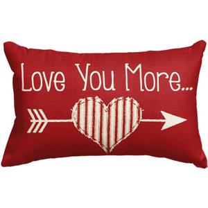 AVOIN colorlife Valentine's Day Love You More Arrow Love Heart Throw Pillow Cover, 12 x 20 Inch Red Cushion Case Decoration for Sofa Couch