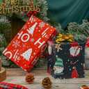 2 x CAMKUZON Reversible Christmas Wrapping Paper Roll for Kids Baby - Funny Gnome in Black, HO HO HO & Snowflake Christmas Tree in Red - Cartoon Holiday Gift Wrap Paper, 17.7 Inch