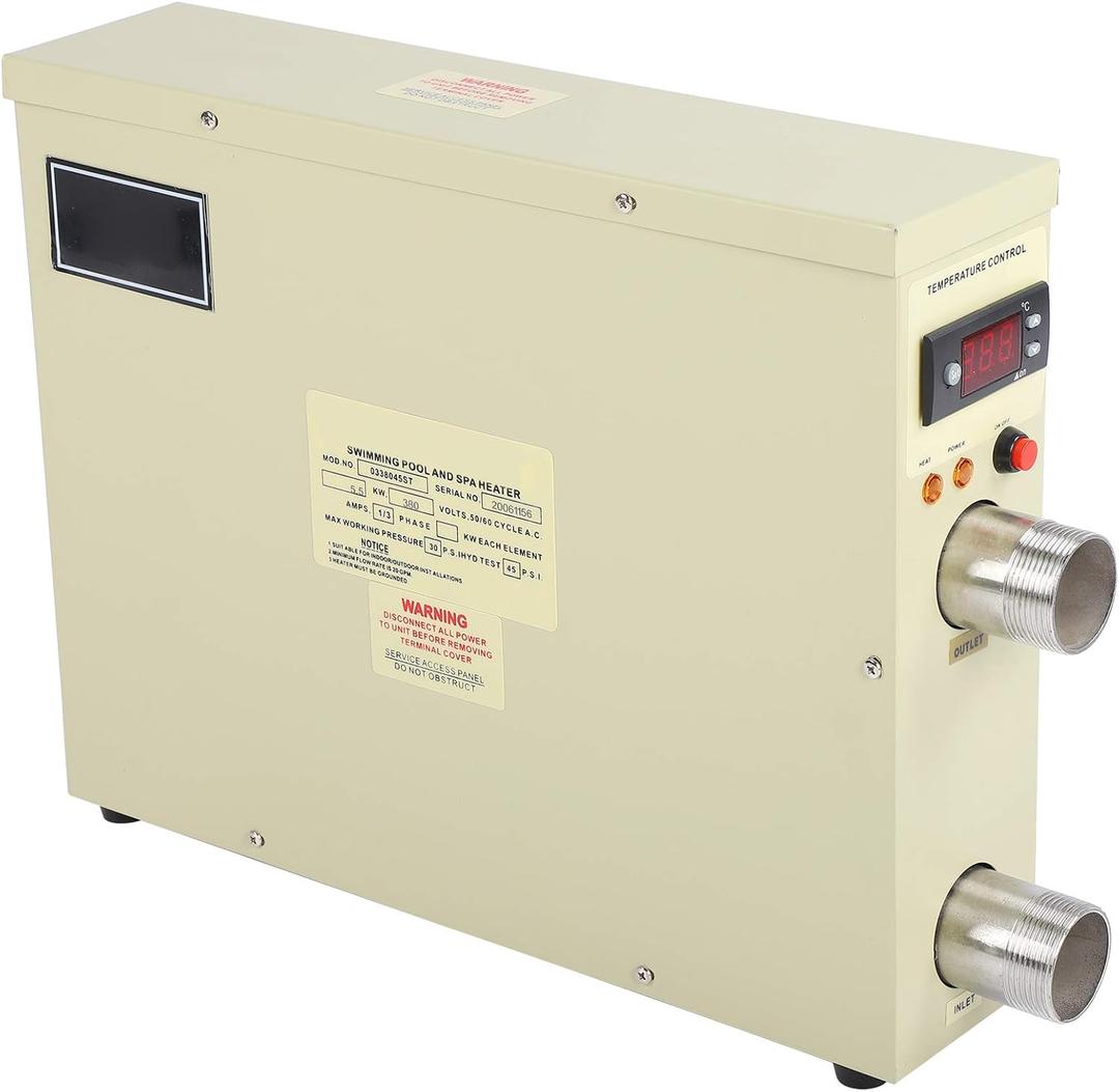 5.5KW 220V Electric Pool Water Heater Water Heater Thermostat For Above Ground Inground Pool SPA Hot Tub Portable Pool Heater Electric Thermostat Heater Pump Swimming Pool Thermostat SPA Bath