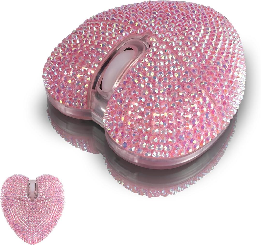 elec Space Stylish Heart-Shaped Wireless Bluetooth Mouse Rechargeable, Silent, RGB Light and Perfect for Laptop & PC
