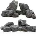 Unocho Aquarium Rocks 10lb Fish Tank Stones Black Rocks for Aquarium Aquascaping Fish Tank Decoration Reptile Basking Platforms Paludarium Bonsai Vivariums (3"-7"-7pcs)