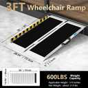 3FT Portable Wheelchair Ramp, Non-Slip Aluminum Folding Handicap Ramp, Ramps for Wheelchairs for Home with Handle, Wheelchair Ramps for Home Steps/Stairs/Threshold/Doorways/Scooter, 600LBS Capacity